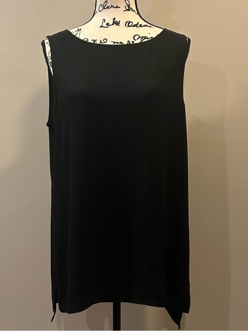 Eileen Fisher System Silk Georgette Crepe Bateau Neck Shell Top - Picture 3 of 7